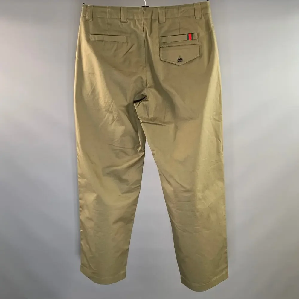 GUCCI Size 34 Green Olive Cotton Zip Fly Casual Pants